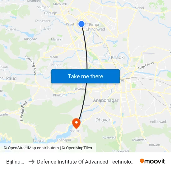 Bijlinagar to Defence Institute Of Advanced Technology Diat map