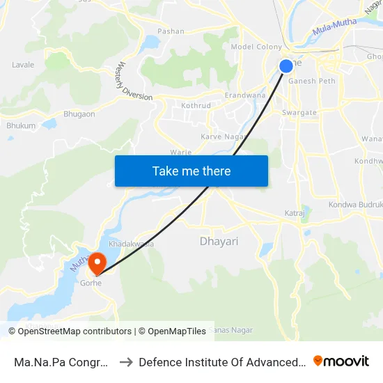 Ma.Na.Pa Congress Bhavan to Defence Institute Of Advanced Technology Diat map