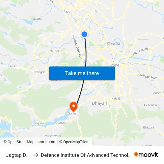 Jagtap Dairy to Defence Institute Of Advanced Technology Diat map