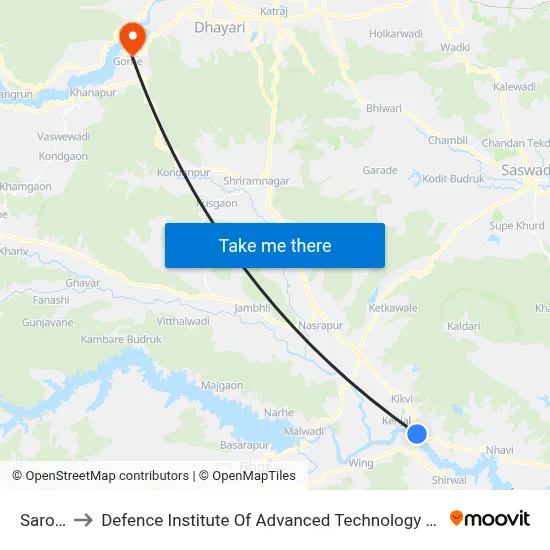 Sarola to Defence Institute Of Advanced Technology Diat map