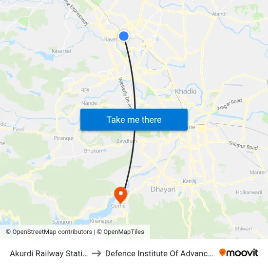 Akurdi Railway Station Magil Baju to Defence Institute Of Advanced Technology Diat map