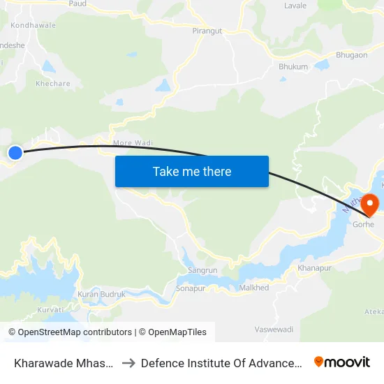 Kharawade Mhasoba Mandir to Defence Institute Of Advanced Technology Diat map