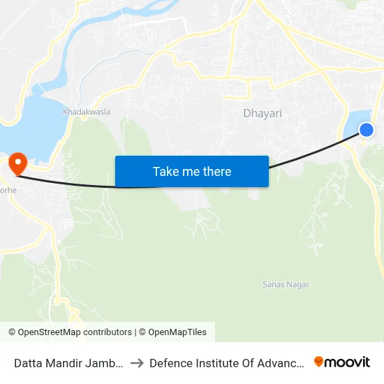 Datta Mandir Jambhulwadi Road to Defence Institute Of Advanced Technology Diat map