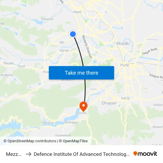 Mezza 9 to Defence Institute Of Advanced Technology Diat map