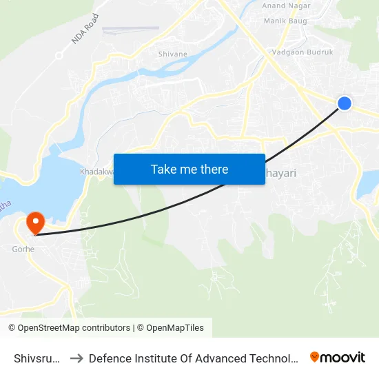 Shivsrushti to Defence Institute Of Advanced Technology Diat map
