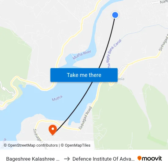 Bageshree Kalashree Society Nanded City to Defence Institute Of Advanced Technology Diat map