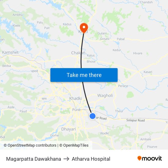 Magarpatta Dawakhana to Atharva Hospital map
