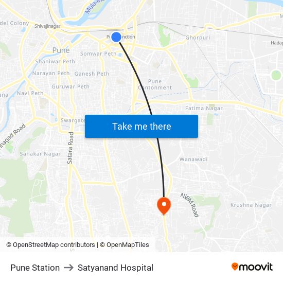 Pune Station to Satyanand Hospital map