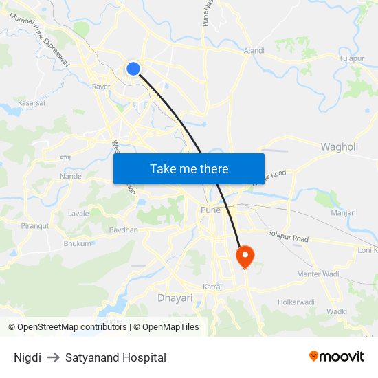Nigdi to Satyanand Hospital map