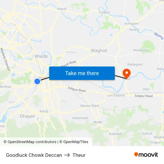 Goodluck Chowk Deccan to Theur map