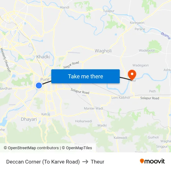 Deccan Corner (To Karve Road) to Theur map