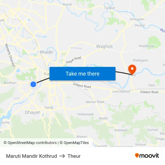 Maruti Mandir Kothrud to Theur map