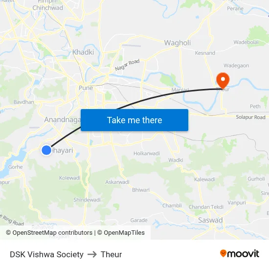 DSK Vishwa Society to Theur map