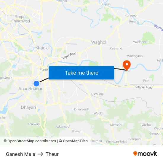 Ganesh Mala to Theur map