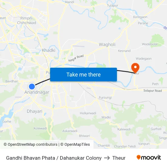 Gandhi Bhavan Phata / Dahanukar Colony to Theur map