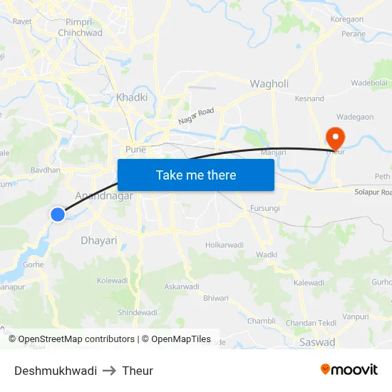 Deshmukhwadi to Theur map