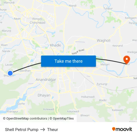 Shell Petrol Pump to Theur map