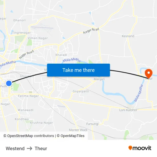 Westend to Theur map