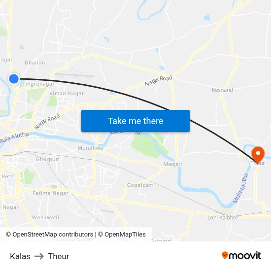 Kalas to Theur map
