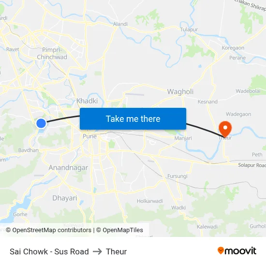 Sai Chowk - Sus Road to Theur map