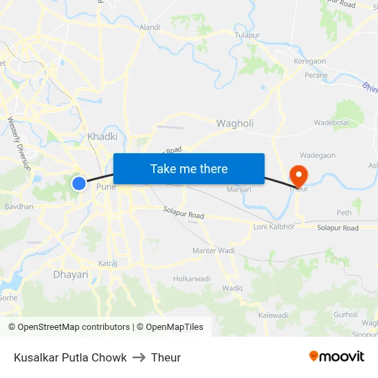 Kusalkar Putla Chowk to Theur map