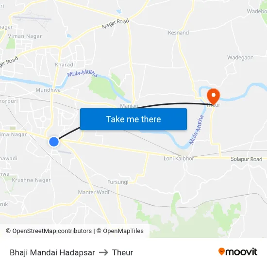 Bhaji Mandai Hadapsar to Theur map