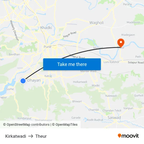 Kirkatwadi to Theur map