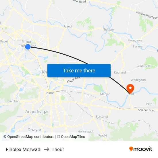 Finolex Morwadi to Theur map