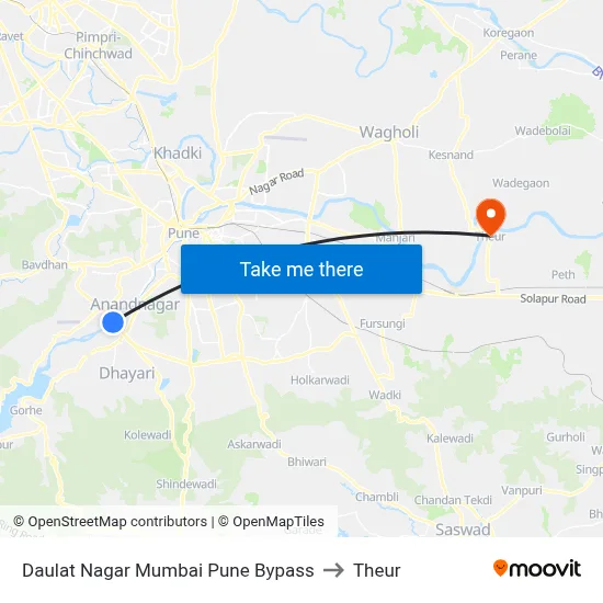 Daulat Nagar Mumbai Pune Bypass to Theur map