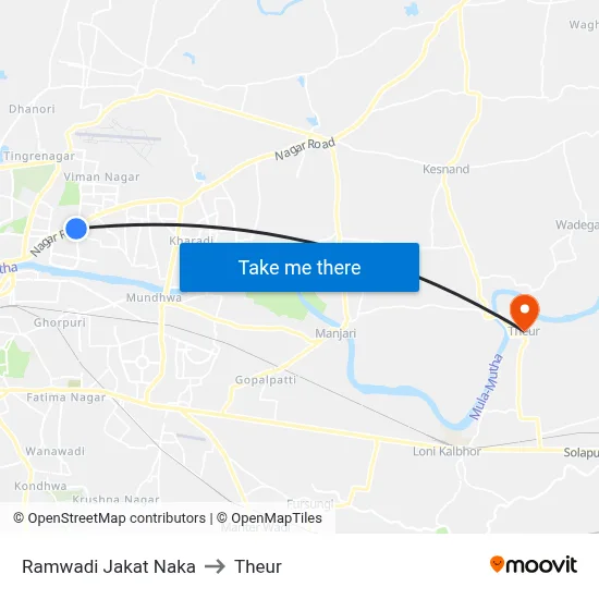 Ramwadi Jakat Naka to Theur map