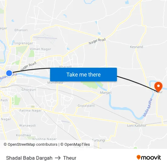 Shadal Baba Dargah to Theur map