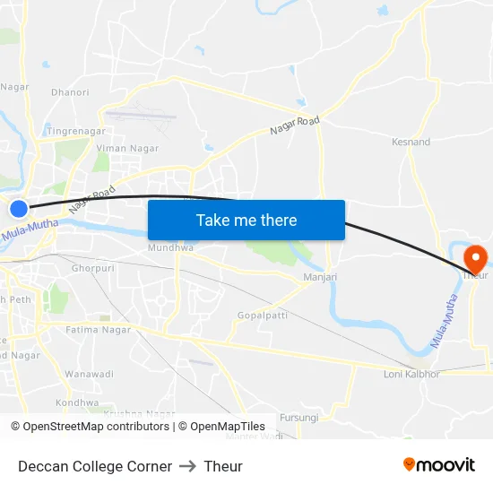 Deccan College Corner to Theur map