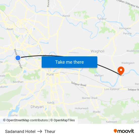 Sadanand Hotel to Theur map