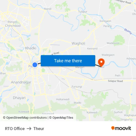 RTO Office to Theur map