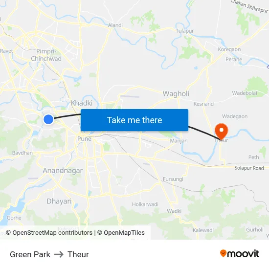 Green Park to Theur map