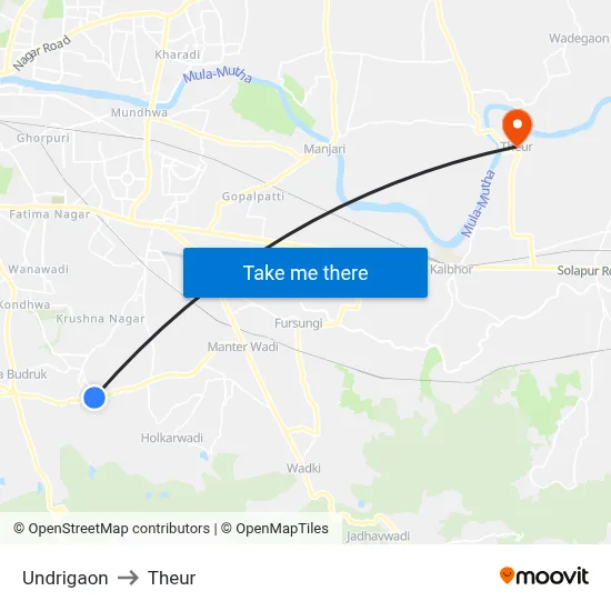 Undrigaon to Theur map