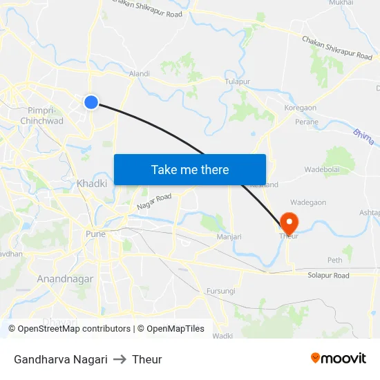 Gandharva Nagari to Theur map