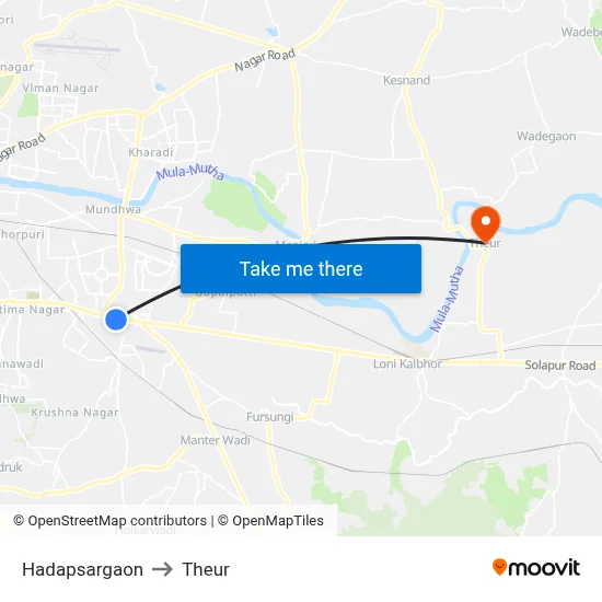 Hadapsargaon to Theur map