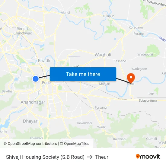 Shivaji Housing Society (S.B Road) to Theur map