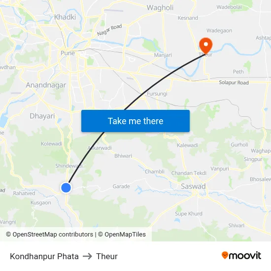 Kondhanpur Phata to Theur map