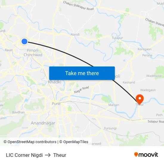 LIC Corner Nigdi to Theur map