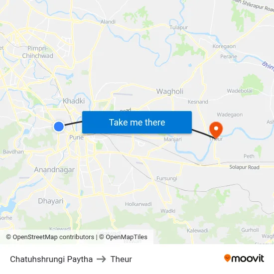 Chatuhshrungi Paytha to Theur map