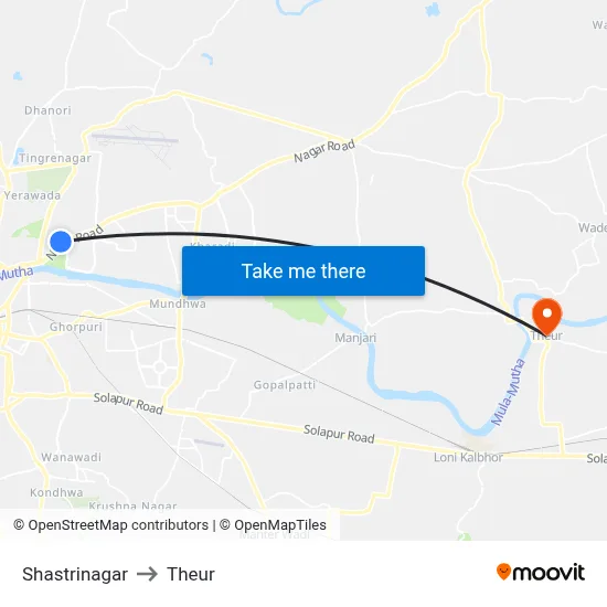 Shastrinagar to Theur map