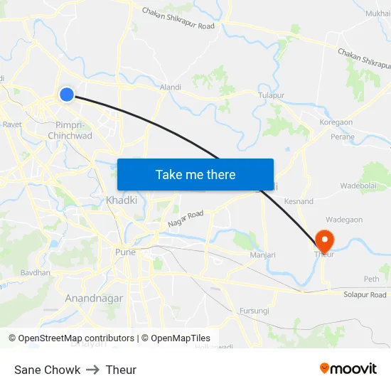 Sane Chowk to Theur map