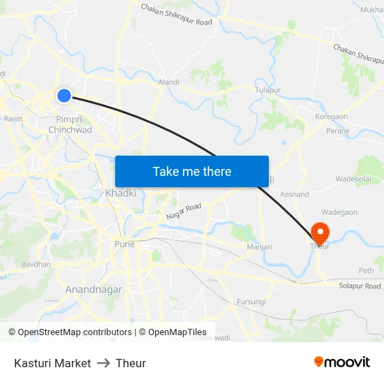 Kasturi Market to Theur map