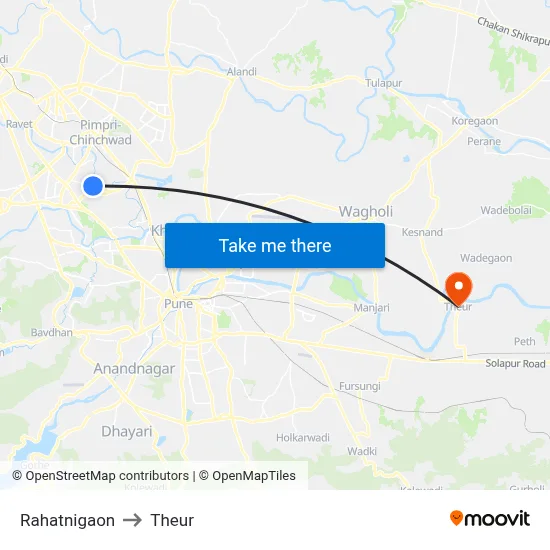 Rahatnigaon to Theur map