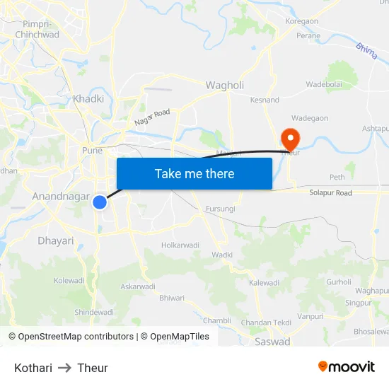 Kothari to Theur map