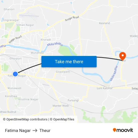 Fatima Nagar to Theur map