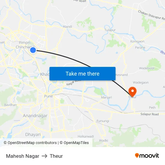 Mahesh Nagar to Theur map