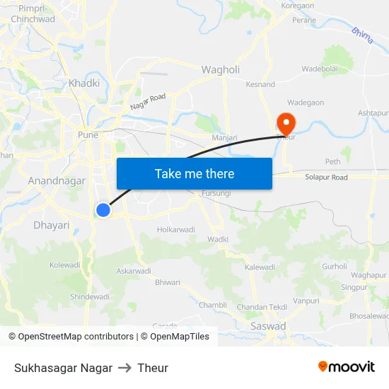 Sukhasagar Nagar to Theur map